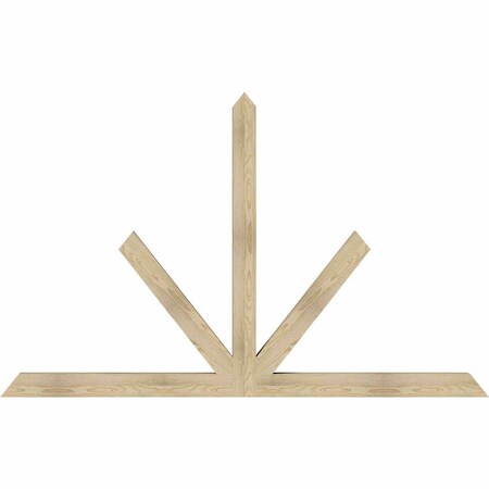 Ekena Millwork Saratoga Rough Sawn Timber Gable Bracket, Douglas Fir, 84"W x 53"H x 4"D x 4"F, 15/12 Pitch GBW084X53X0404SAR00RDF